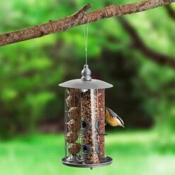 Kingfisher Metal 3 In 1 Suet Fat Ball, Seed And Nut Feeder With Tray