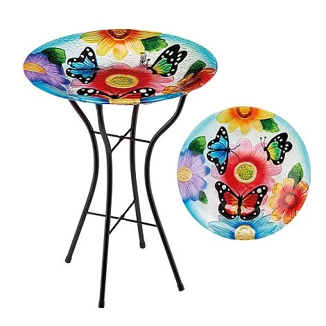 Garden Gear 18-Inch Glass Birdbath With Stand - Image 6