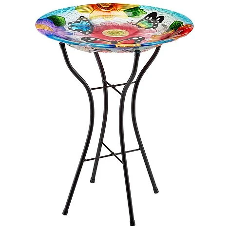 Garden Gear 18-Inch Glass Birdbath With Stand - Image 4