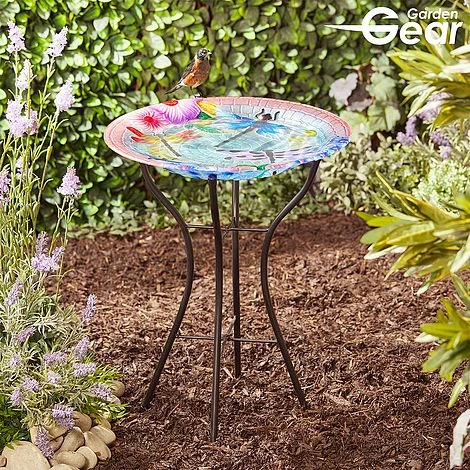 Garden Gear 18-Inch Glass Birdbath With Stand - Image 3